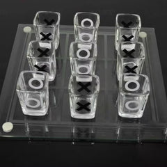 (現品)バー用パーティーグッズ XOスクエアグラス三目並べゲーム付き