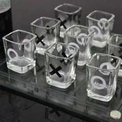 (現品)バー用パーティーグッズ XOスクエアグラス三目並べゲーム付き