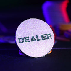 (現品)テキサスホールデム キラキラ金粉加工 金属製 庄マーク DEALER ALLIN