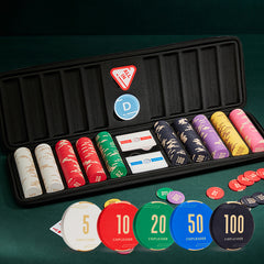 (現品)すぐ遊べるポーカーグッズセット 高級セラミック製チップ300枚セット テキサスホールデムチップ43mm チップ額面有り/無し