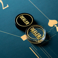 (現品)高級水晶製 カジノ テキサスホールデム ディーラーボタン プレイヤーチップ マーカー 圧着器