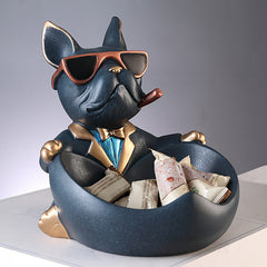 (現品)ブルドッグ キー&小物 収納トレイ 置物