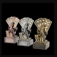 (現品)テキサスホールデム 優勝トロフィー 賞品セット カジノイベント記念 3色
