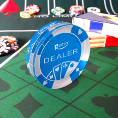 （現品）娯楽道具 高透過度ガラス製 ディーラーカードホルダー Lサイズ 青色