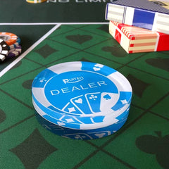 （現品）娯楽道具 高透過度ガラス製 ディーラーカードホルダー Lサイズ 青色