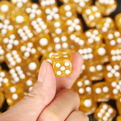 （現品）10枚セット アクリル製 金色サイコロ キラキララメ入り 大サイズ 高級感